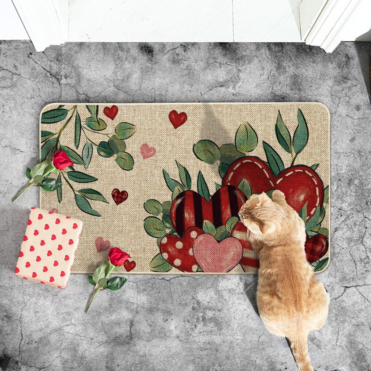 image:imageArtoid Mode Leaves Love Heart Valentines DoormatHome Decor LowProfile Door Mat Switch Rug Floor Mat for Indoor Outdoor 17x29 Inch