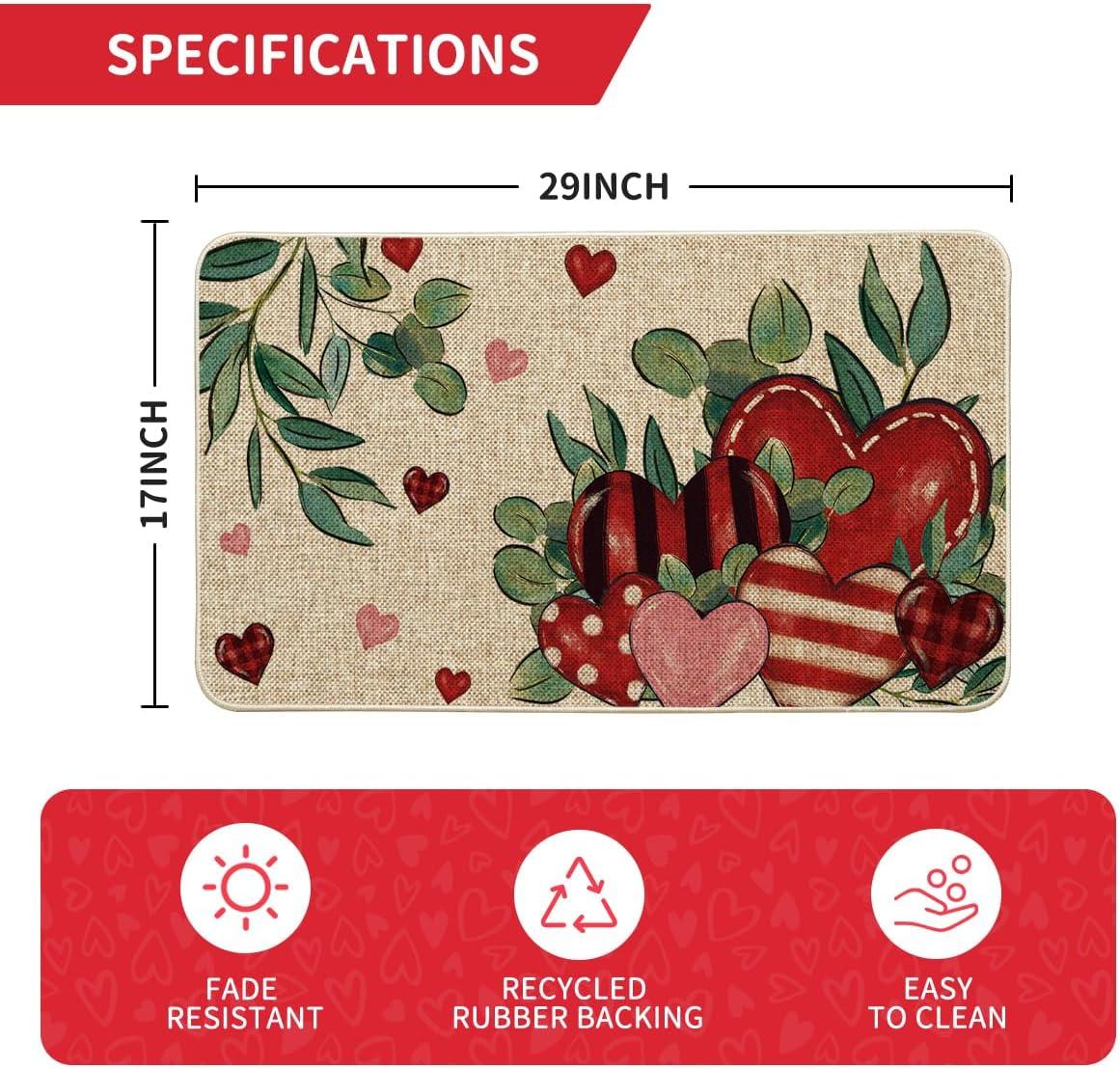 image:imageArtoid Mode Leaves Love Heart Valentines DoormatHome Decor LowProfile Door Mat Switch Rug Floor Mat for Indoor Outdoor 17x29 Inch