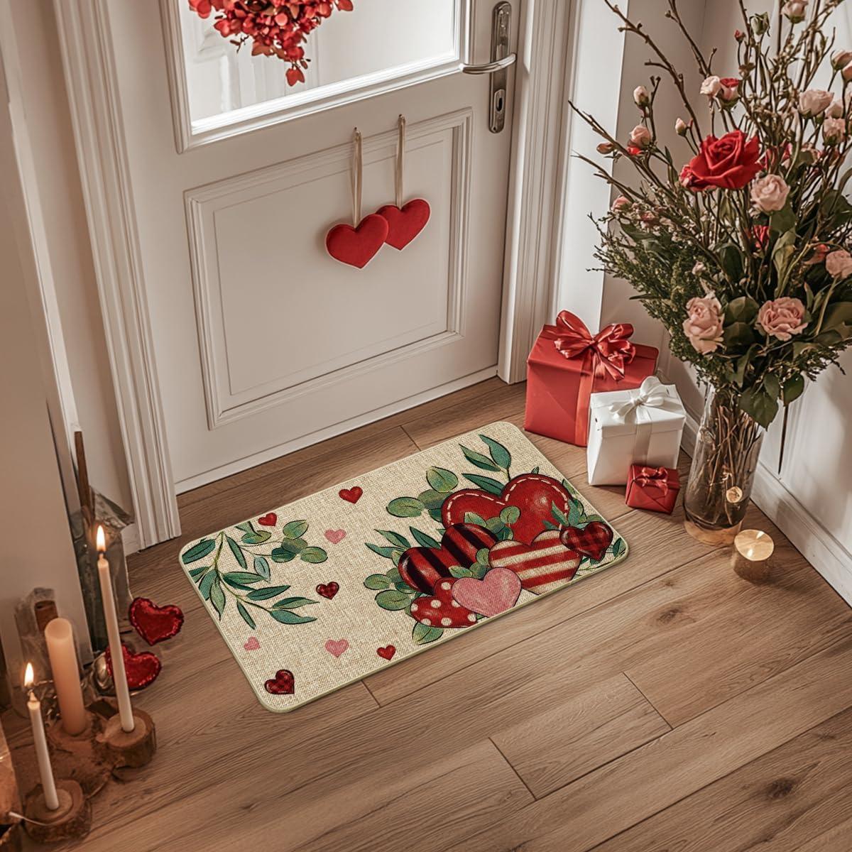 image:imageArtoid Mode Leaves Love Heart Valentines DoormatHome Decor LowProfile Door Mat Switch Rug Floor Mat for Indoor Outdoor 17x29 Inch
