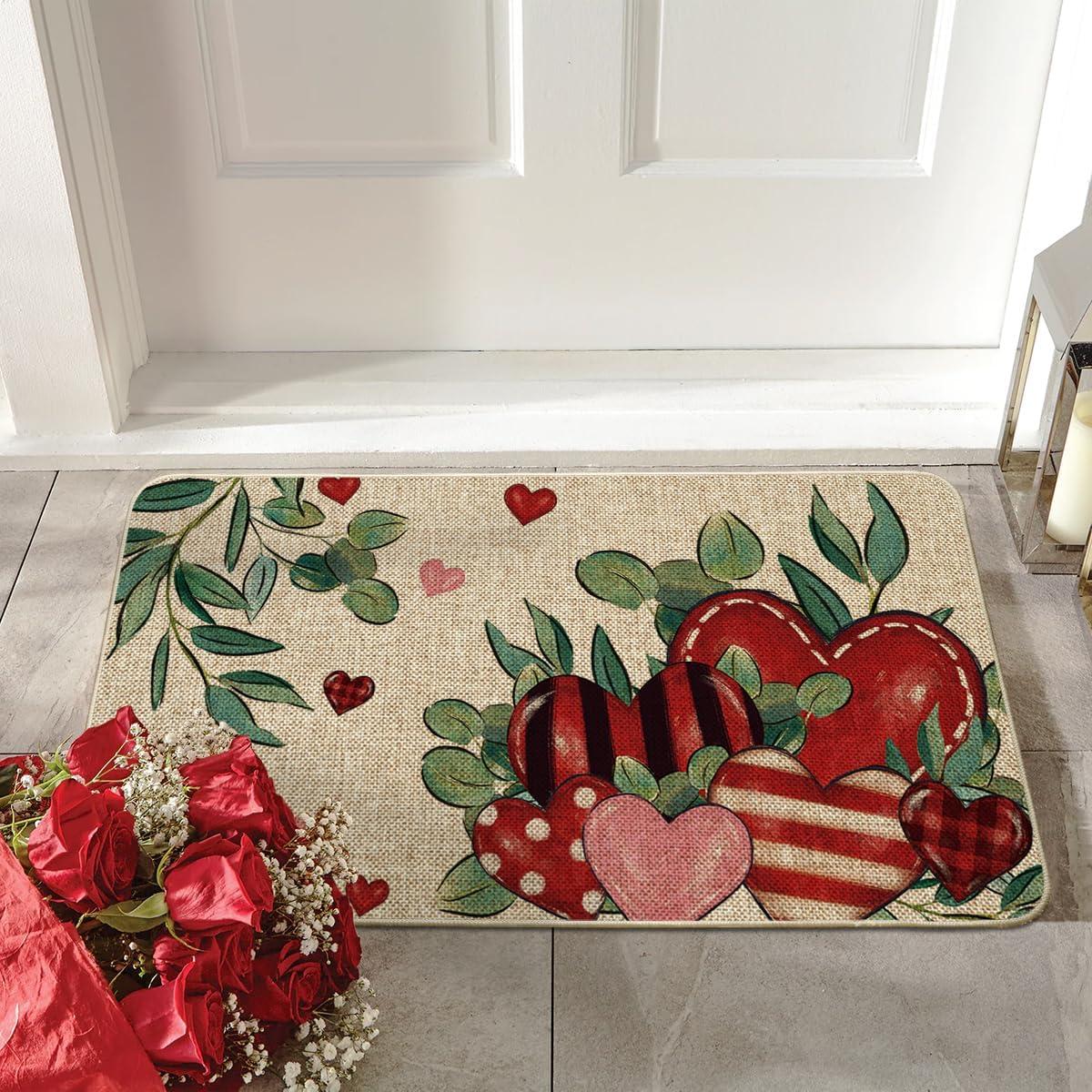 image:imageArtoid Mode Leaves Love Heart Valentines DoormatHome Decor LowProfile Door Mat Switch Rug Floor Mat for Indoor Outdoor 17x29 Inch