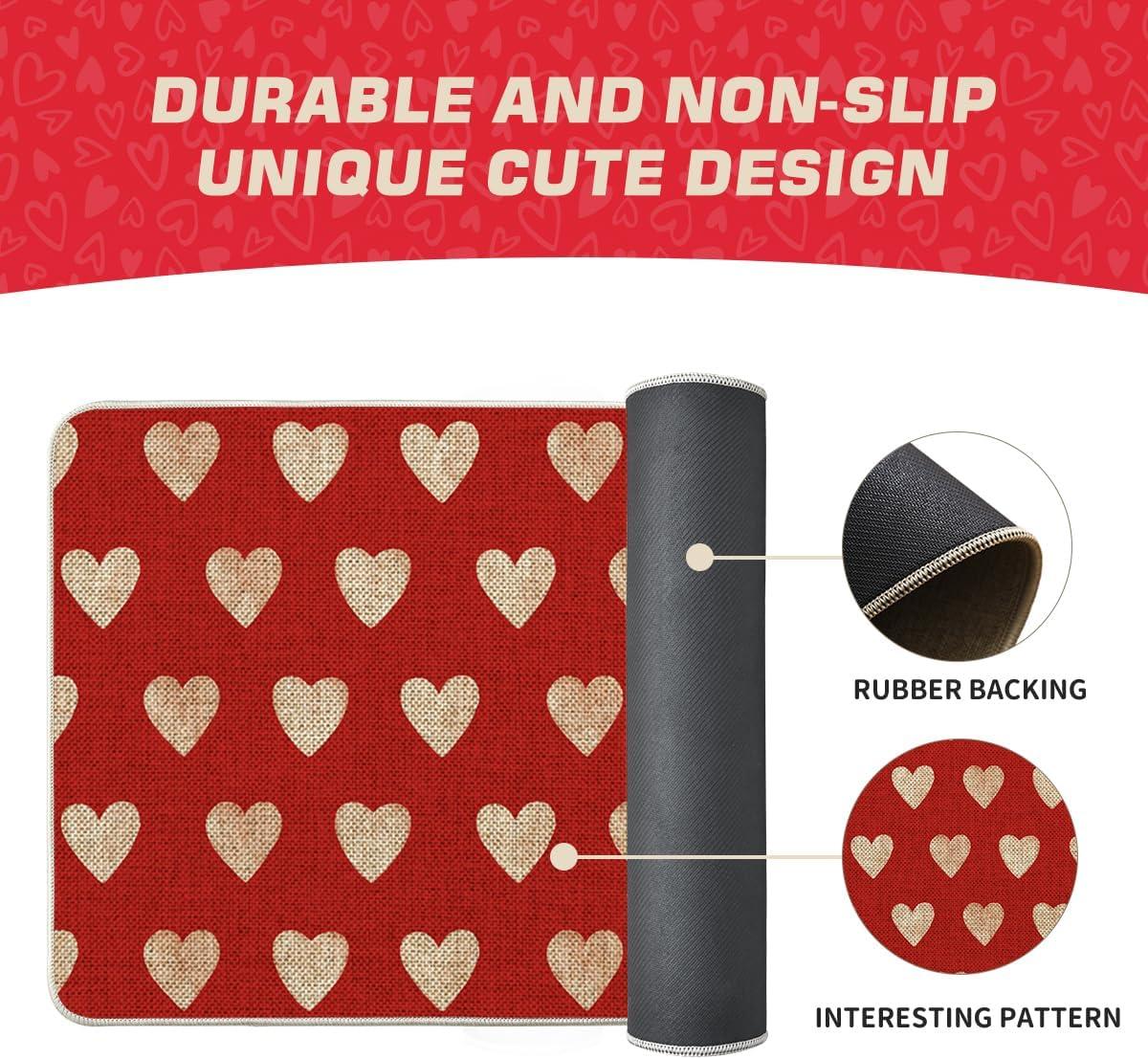 image:imageArtoid Mode Love Heart Valentines Day Doormat Home Decor LowProfile Switch Rug Door Mat for Indoor Outdoor 17x29 InchRed