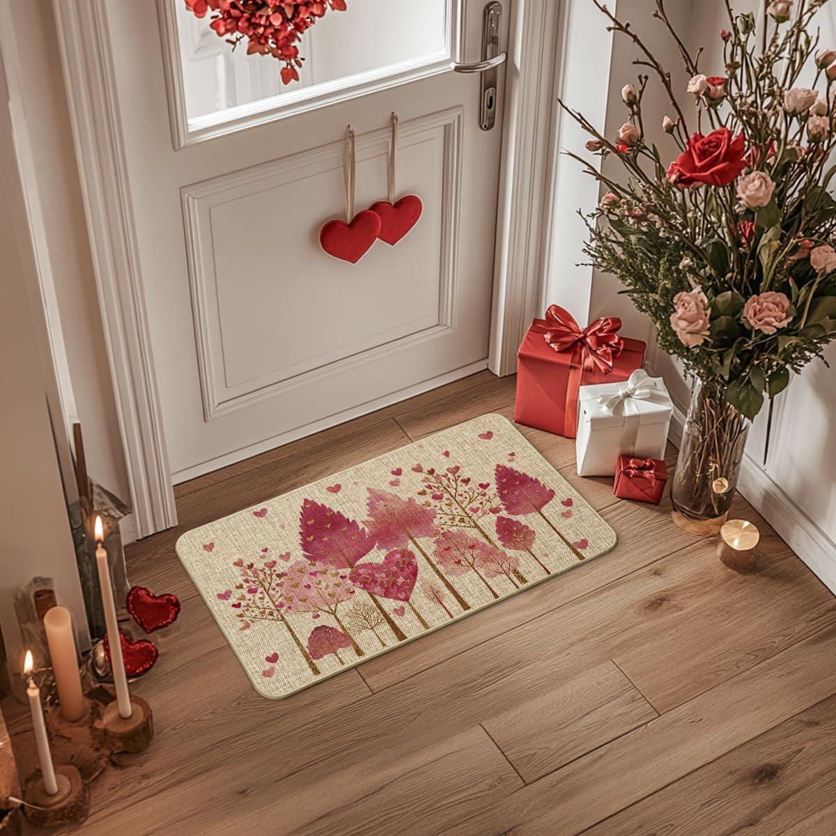 image:imageArtoid Mode Love Red Heart Tree Valentines DoormatHome Decor LowProfile Door Mat Switch Rug Floor Mat for Indoor Outdoor 17x29 Inch