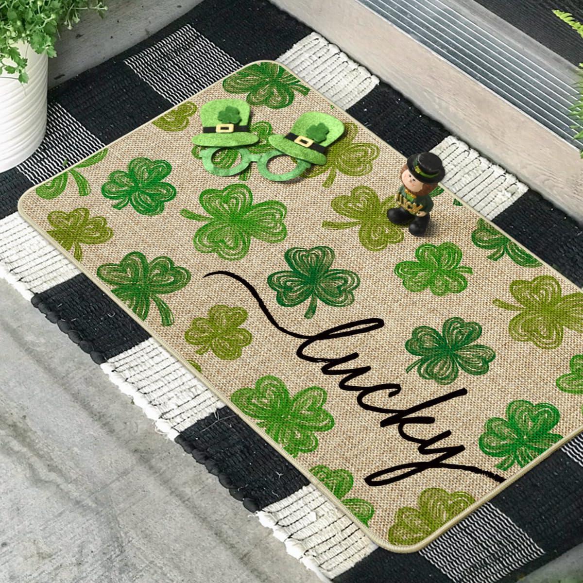 image:imageArtoid Mode Lucky Clovers St Patricks Day Doormat Home Decor LowProfile Switch Rug Door Mat Floor Mat for Indoor Outdoor 17x29 InchLight Green