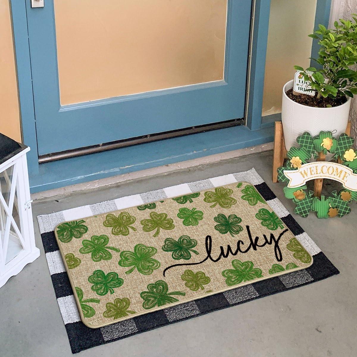 image:imageArtoid Mode Lucky Clovers St Patricks Day Doormat Home Decor LowProfile Switch Rug Door Mat Floor Mat for Indoor Outdoor 17x29 InchLight Green