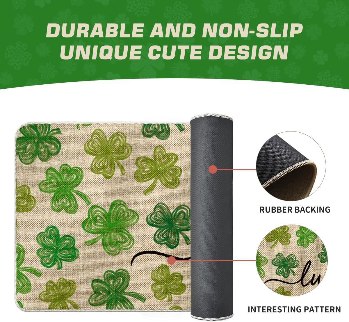 image:imageArtoid Mode Lucky Clovers St Patricks Day Doormat Home Decor LowProfile Switch Rug Door Mat Floor Mat for Indoor Outdoor 17x29 InchLight Green