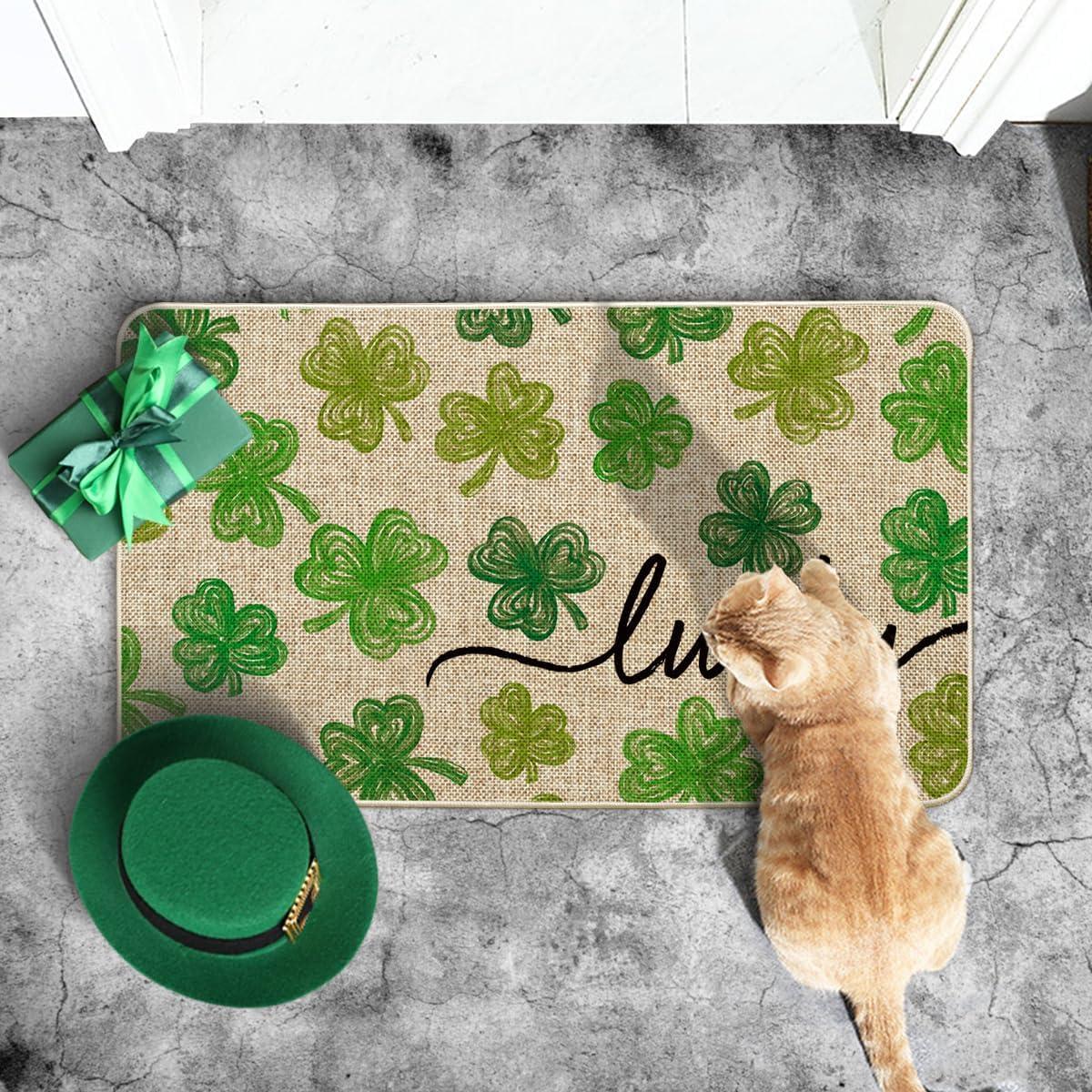 image:imageArtoid Mode Lucky Clovers St Patricks Day Doormat Home Decor LowProfile Switch Rug Door Mat Floor Mat for Indoor Outdoor 17x29 InchLight Green