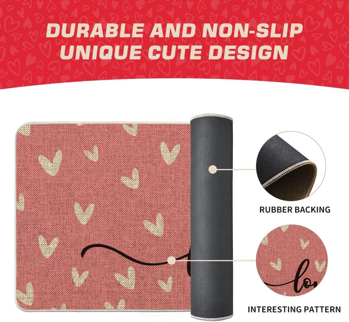 image:imageArtoid Mode Pink Love Valentines Doormat Anniversary Wedding Home Decor LowProfile Rug Switch Mat for Indoor Outdoor 17x29 InchPink