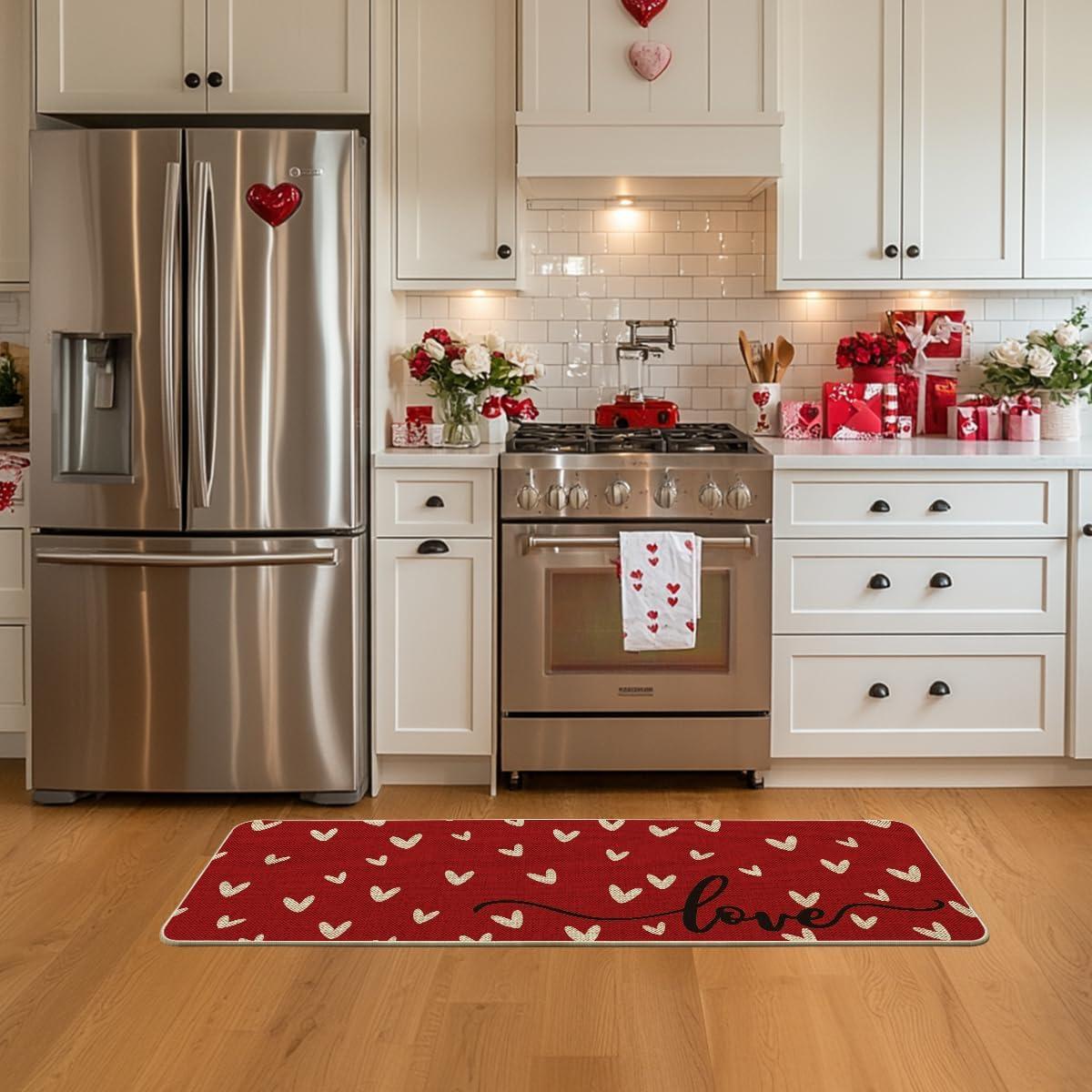 image:imageArtoid Mode Pink Love Valentines Doormat Anniversary Wedding Home Decor LowProfile Rug Switch Mat for Indoor Outdoor 17x29 InchRed