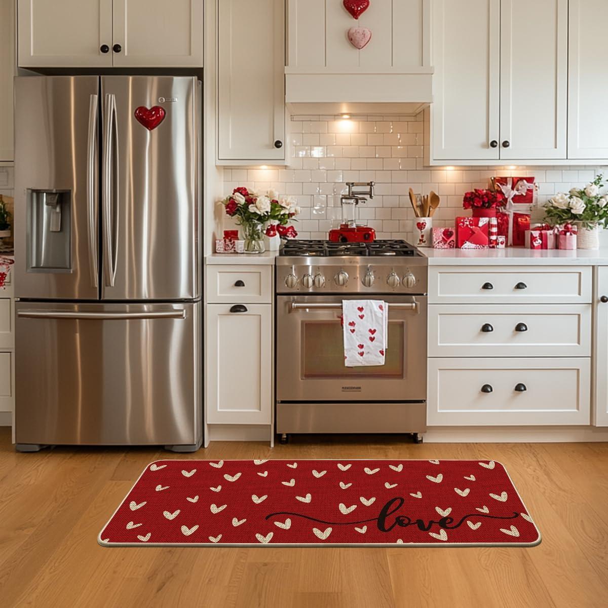 image:imageArtoid Mode Pink Love Valentines Doormat Anniversary Wedding Home Decor LowProfile Rug Switch Mat for Indoor Outdoor 17x29 InchRed