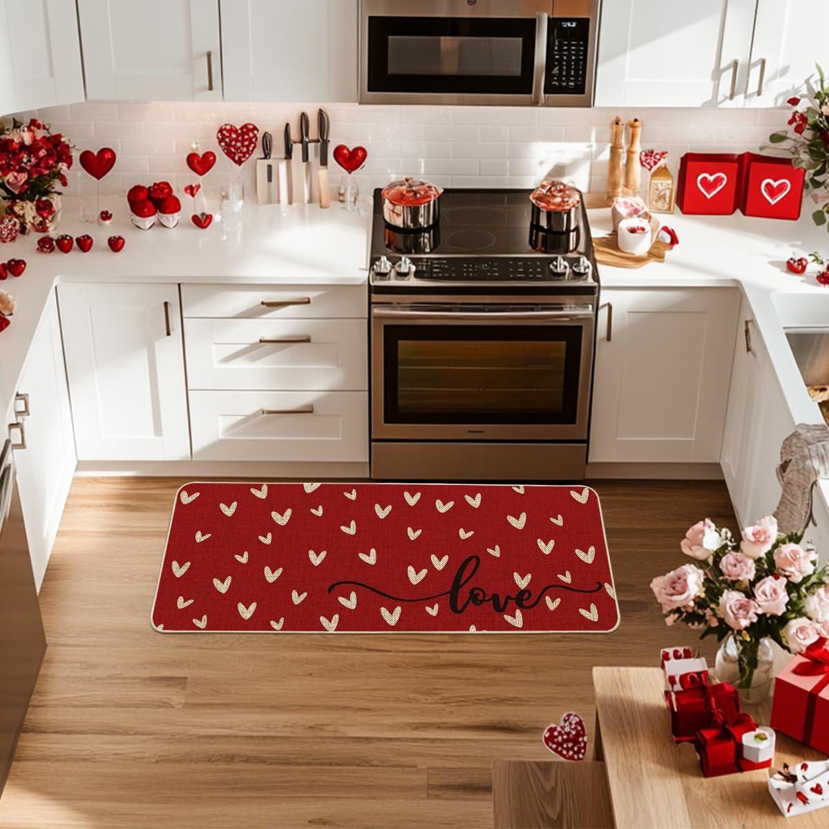 image:imageArtoid Mode Pink Love Valentines Doormat Anniversary Wedding Home Decor LowProfile Rug Switch Mat for Indoor Outdoor 17x29 InchRed