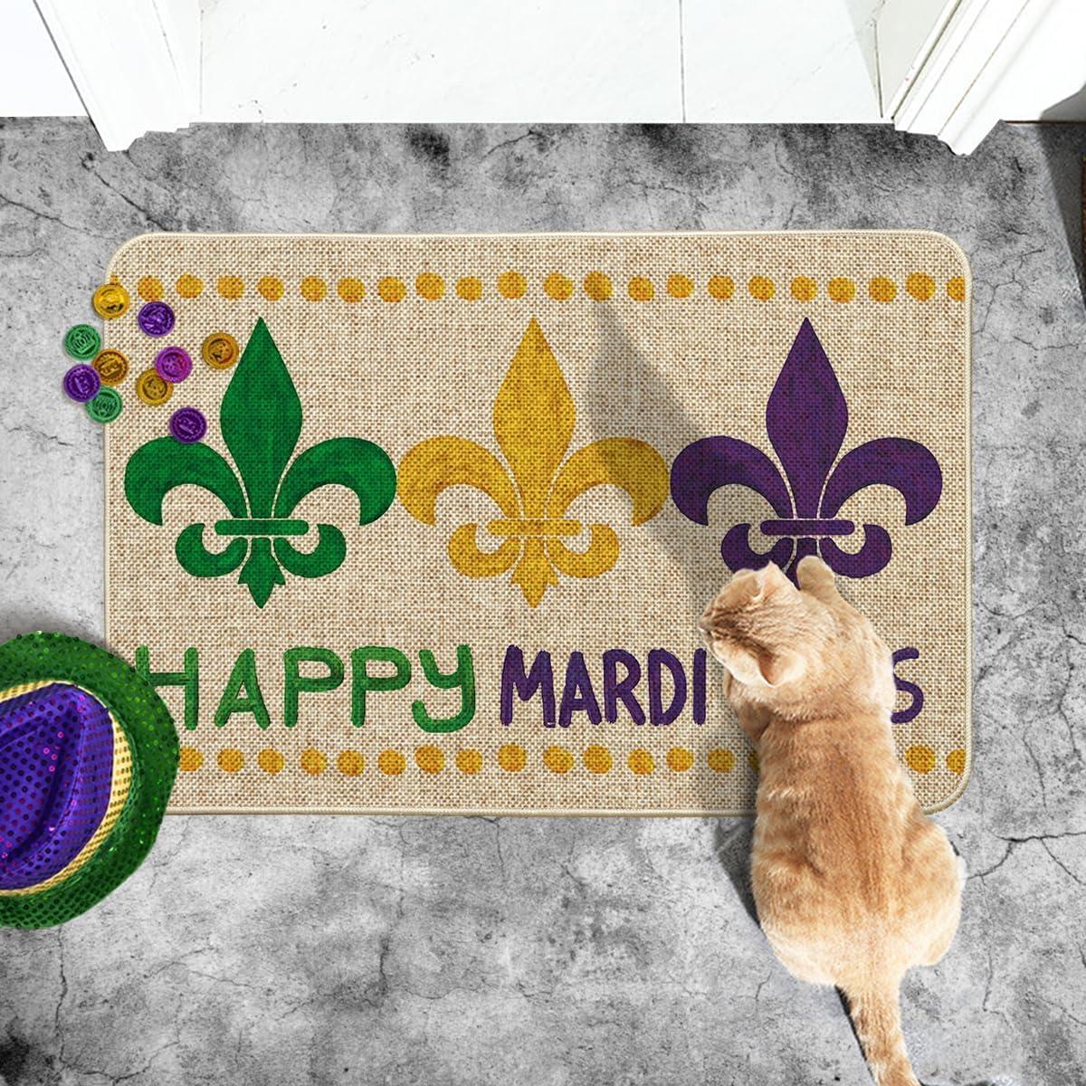 image:imageArtoid Mode Polka Dot Irises Happy Mardi Gras Doormat Carnival Home Decor LowProfile Switch Rug Door Mat Floor Mat for Indoor Outdoor 17x29 InchBeige