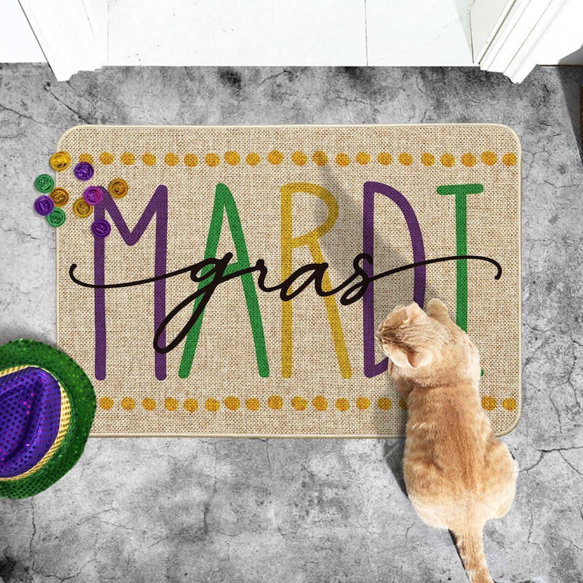 image:imageArtoid Mode Polka Dot Mardi Gras Doormat Carnival Seasonal LowProfile Rug Switch Mat for Indoor Outdoor 17x29 InchBeige