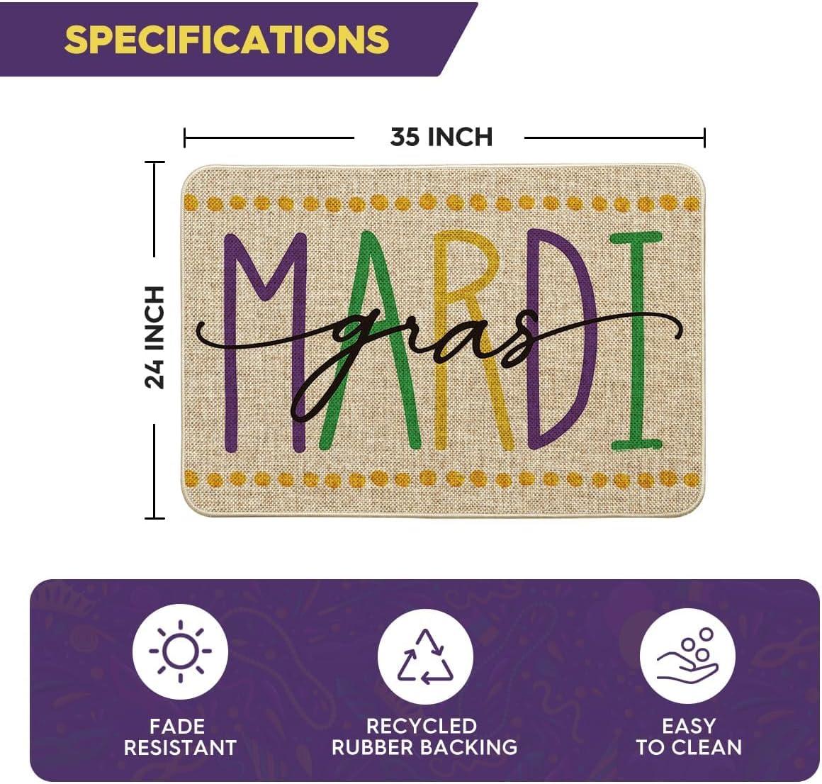 image:imageArtoid Mode Polka Dot Mardi Gras Doormat Carnival Seasonal LowProfile Rug Switch Mat for Indoor Outdoor 17x29 InchBeige