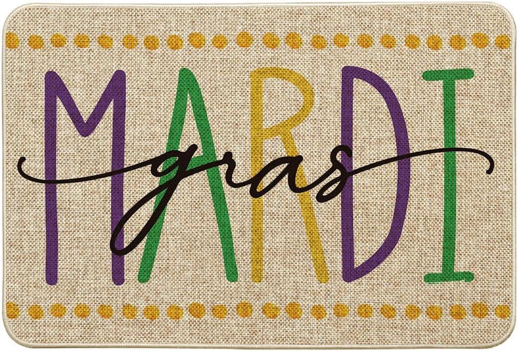 image:imageArtoid Mode Polka Dot Mardi Gras Doormat Carnival Seasonal LowProfile Rug Switch Mat for Indoor Outdoor 17x29 InchBeige