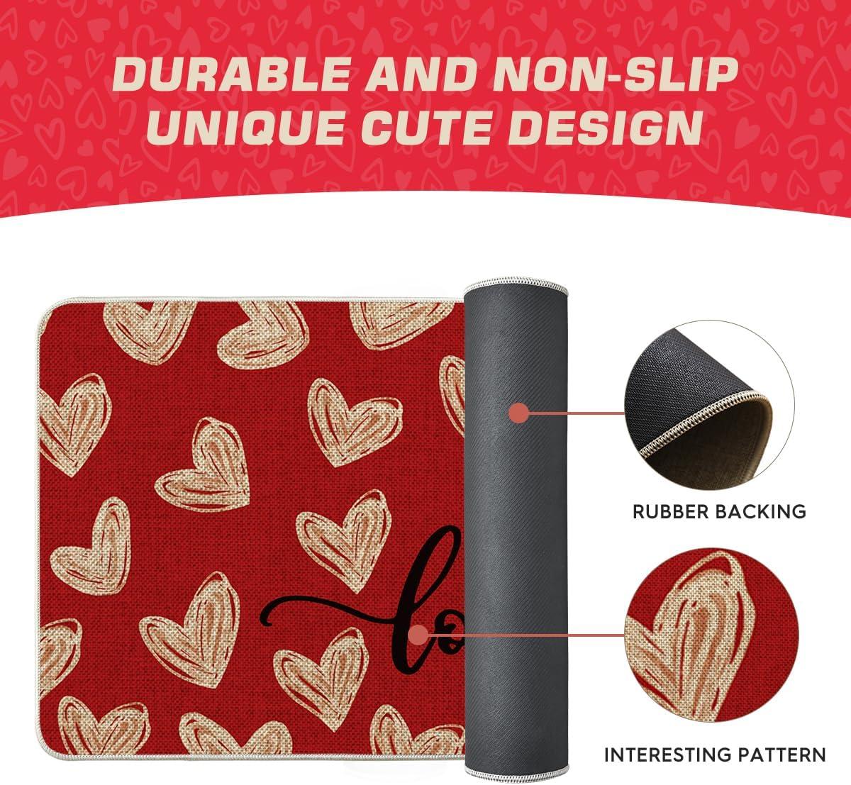 image:imageArtoid Mode Red Cute Love Heart Valentines DoormatHome Decor LowProfile Door Mat Switch Rug Floor Mat for Indoor Outdoor 17x29 InchRed
