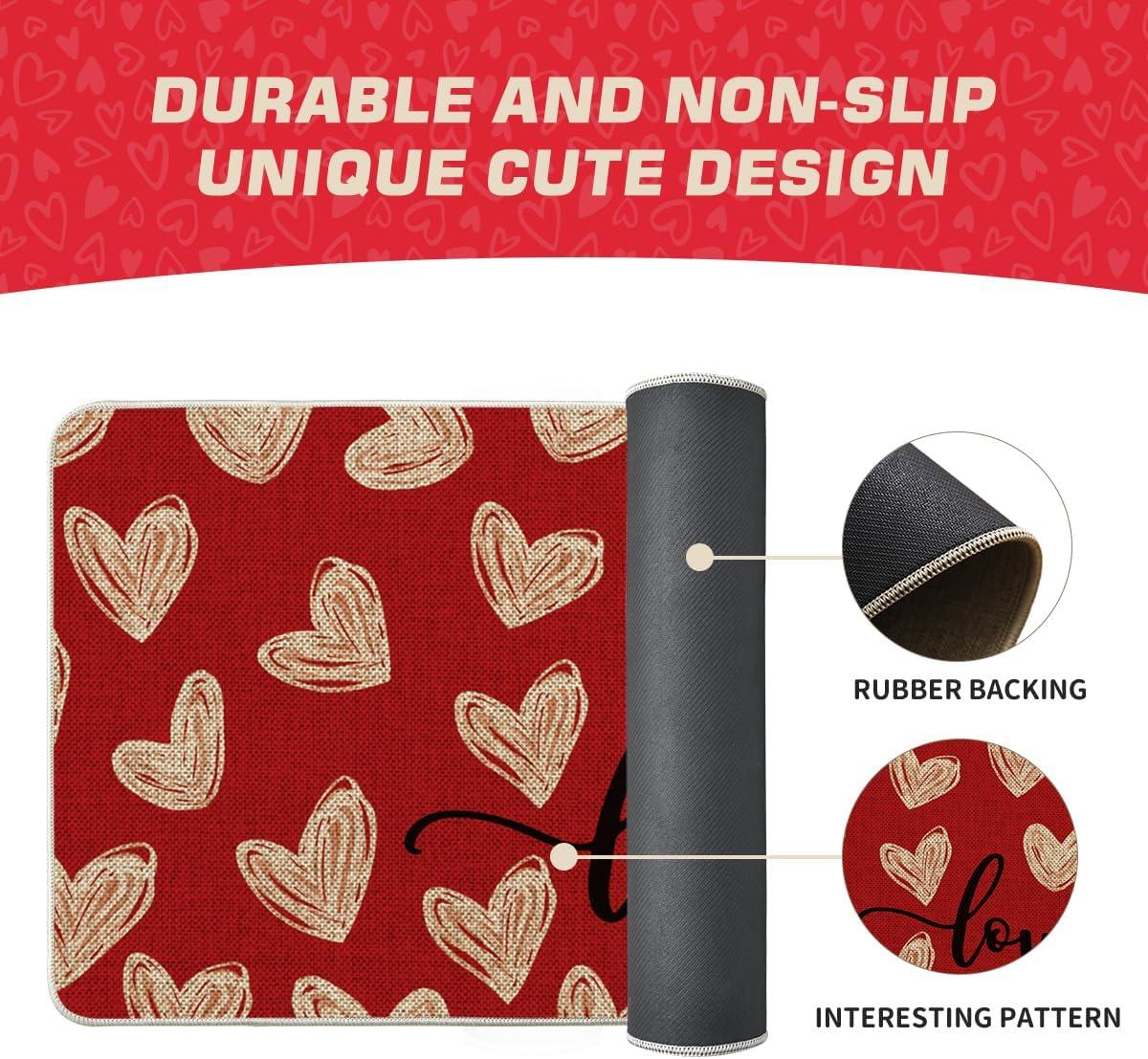 image:imageArtoid Mode Red Cute Love Heart Valentines DoormatHome Decor LowProfile Door Mat Switch Rug Floor Mat for Indoor Outdoor 17x29 InchRed