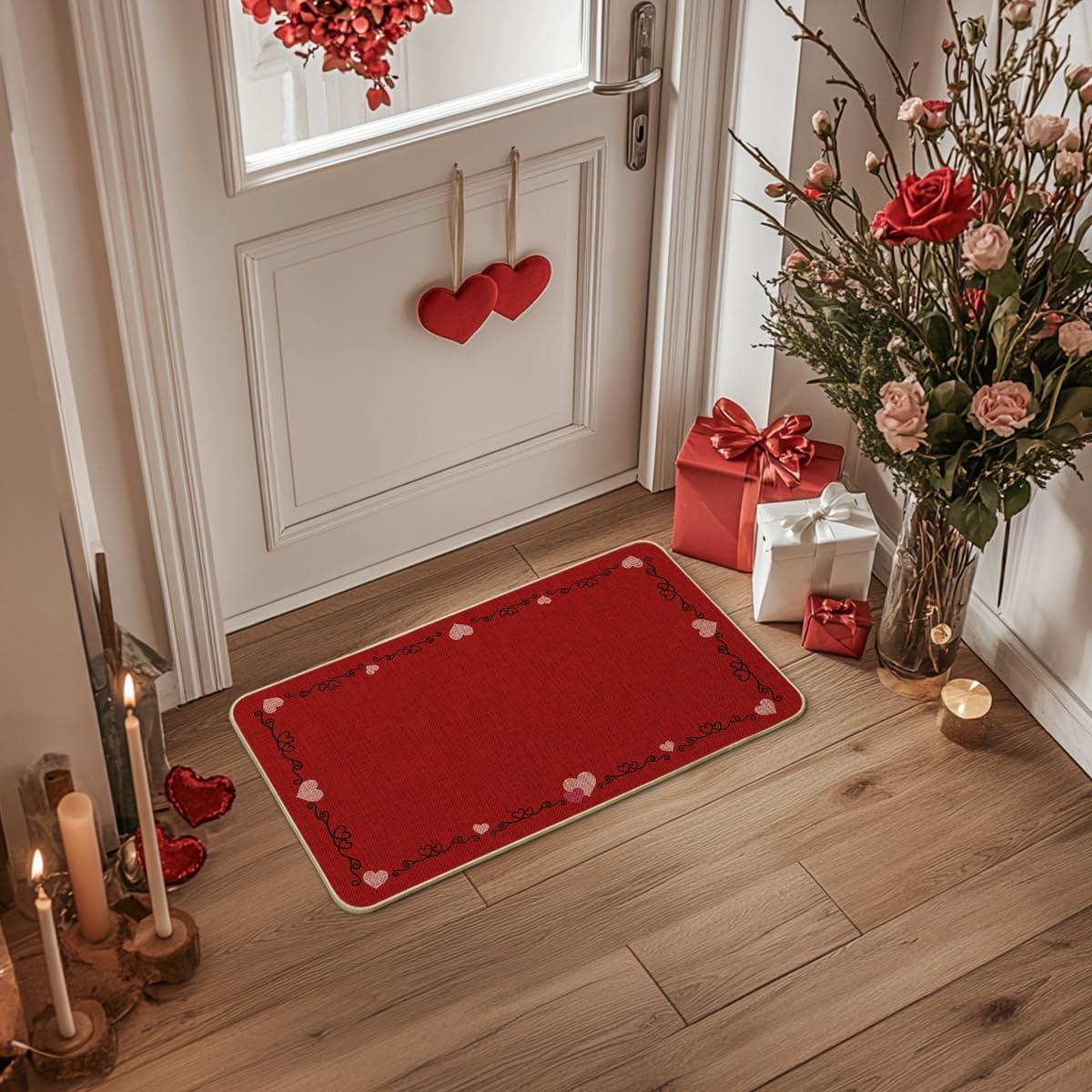 image:imageArtoid Mode Red Love Heart Lines Valentines DoormatHome Decor LowProfile Door Mat Switch Rug Floor Mat for Indoor Outdoor 17x29 Inch