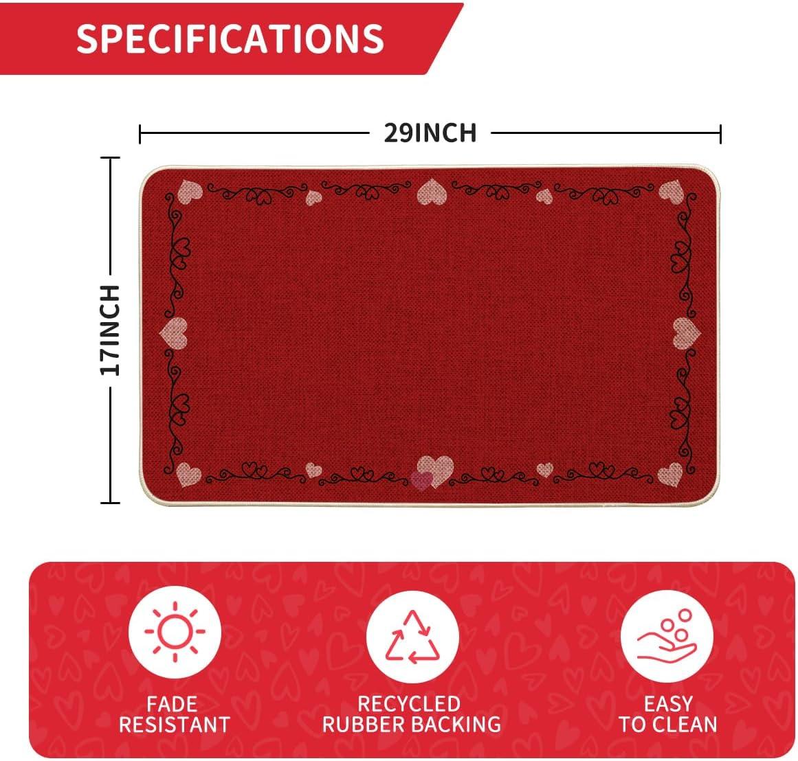 image:imageArtoid Mode Red Love Heart Lines Valentines DoormatHome Decor LowProfile Door Mat Switch Rug Floor Mat for Indoor Outdoor 17x29 Inch