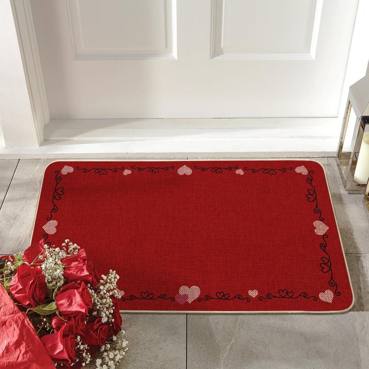 image:imageArtoid Mode Red Love Heart Lines Valentines DoormatHome Decor LowProfile Door Mat Switch Rug Floor Mat for Indoor Outdoor 17x29 Inch