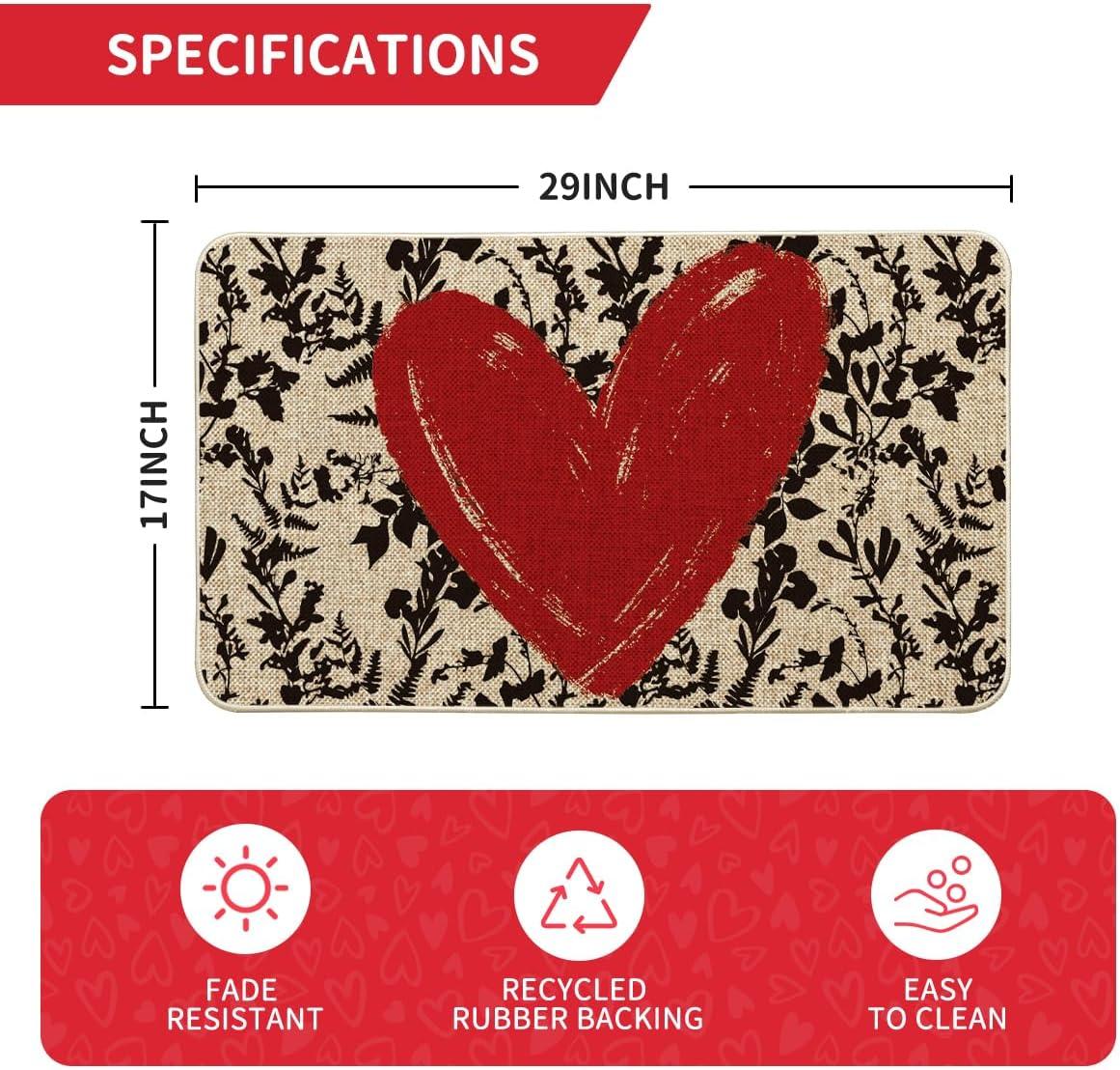 image:imageArtoid Mode Red Love Heart Valentines DoormatHome Decor LowProfile Door Mat Switch Rug Floor Mat for Indoor Outdoor 17x29 Inch