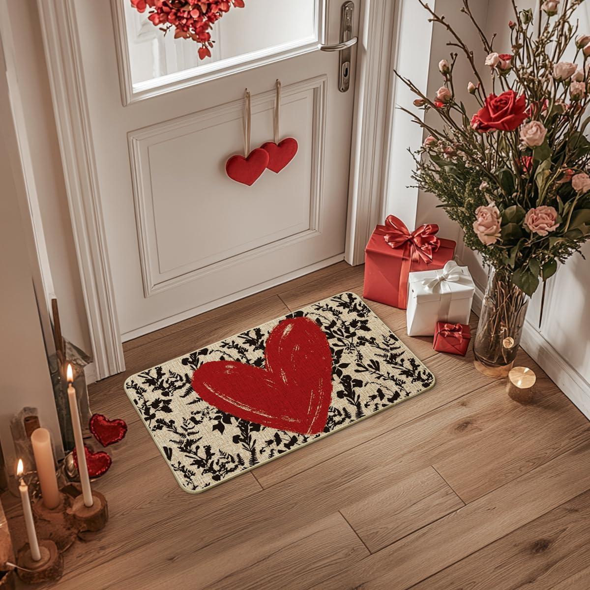 image:imageArtoid Mode Red Love Heart Valentines DoormatHome Decor LowProfile Door Mat Switch Rug Floor Mat for Indoor Outdoor 17x29 Inch