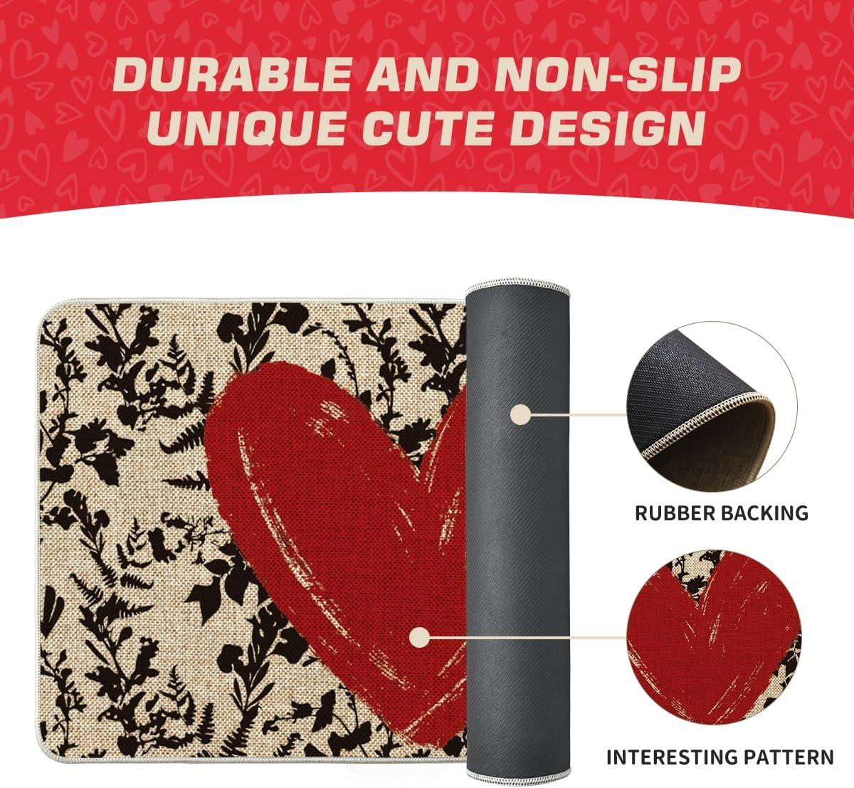 image:imageArtoid Mode Red Love Heart Valentines DoormatHome Decor LowProfile Door Mat Switch Rug Floor Mat for Indoor Outdoor 17x29 Inch