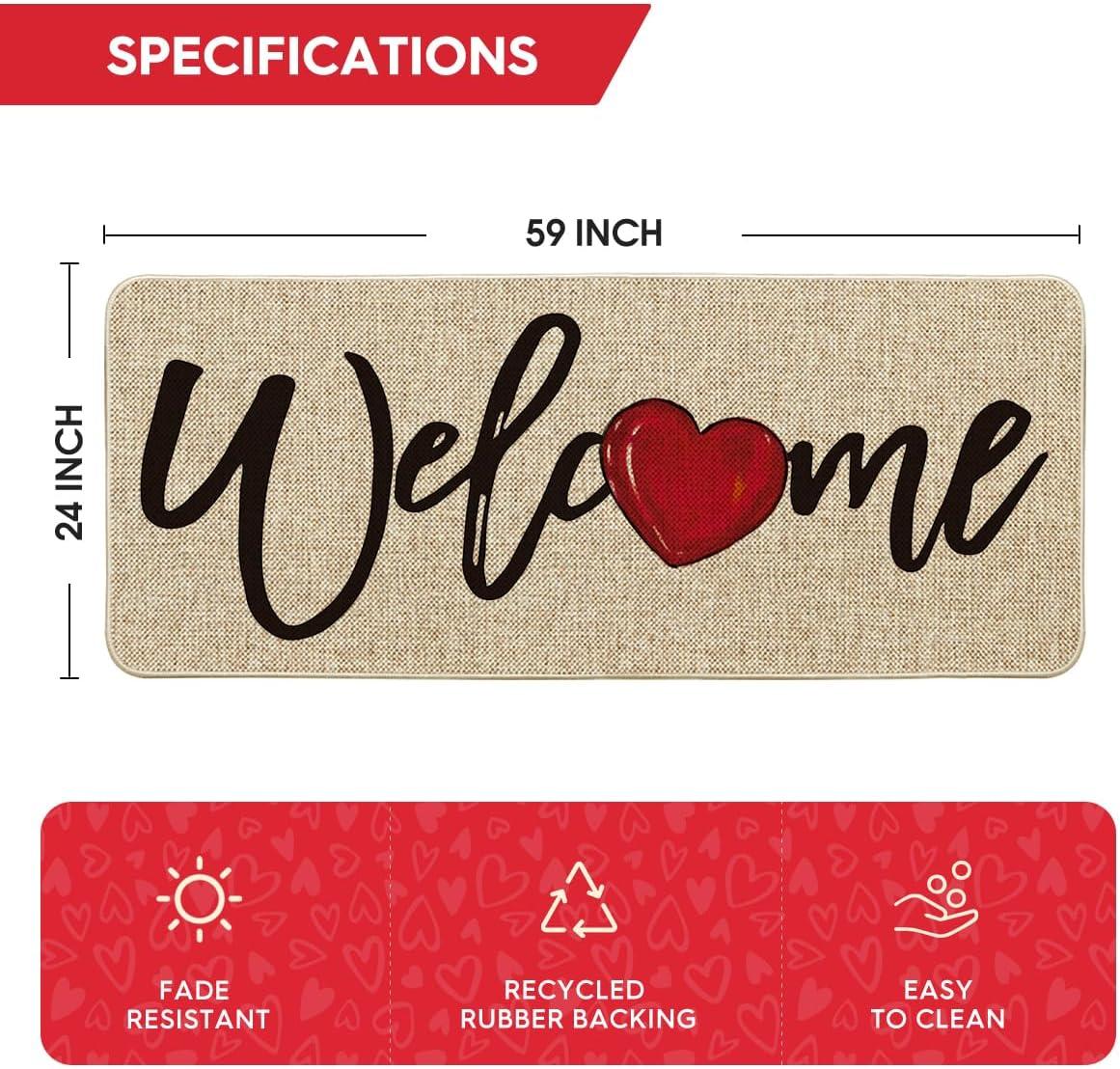 image:imageArtoid Mode Red Welcome Love Heart Valentines Day Doormat Home Decor LowProfile Switch Rug Door Mat for Indoor Outdoor 17x29 InchBeige