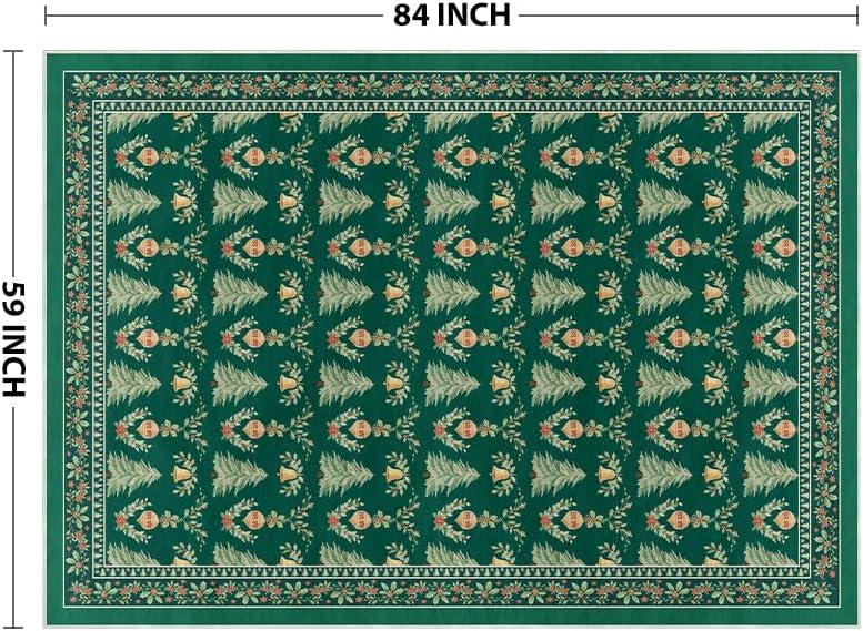 image:imageArtoid Mode Red Xmas Tree Mistletoe Christmas Area Rug Winter Home Decor LowProfile NonSlip Washable Large Rug for Living Room Bedroom Farmhouse Dining Room Kids Playroom 5x7 FeetGreen