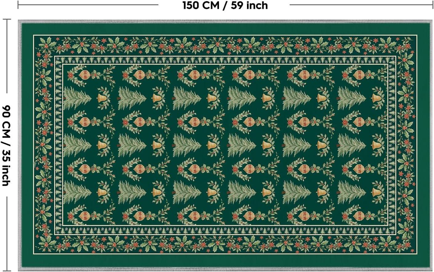 image:imageArtoid Mode Red Xmas Tree Mistletoe Christmas Area Rug Winter Home Decor LowProfile NonSlip Washable Large Rug for Living Room Bedroom Farmhouse Dining Room Kids Playroom 5x7 FeetGreen
