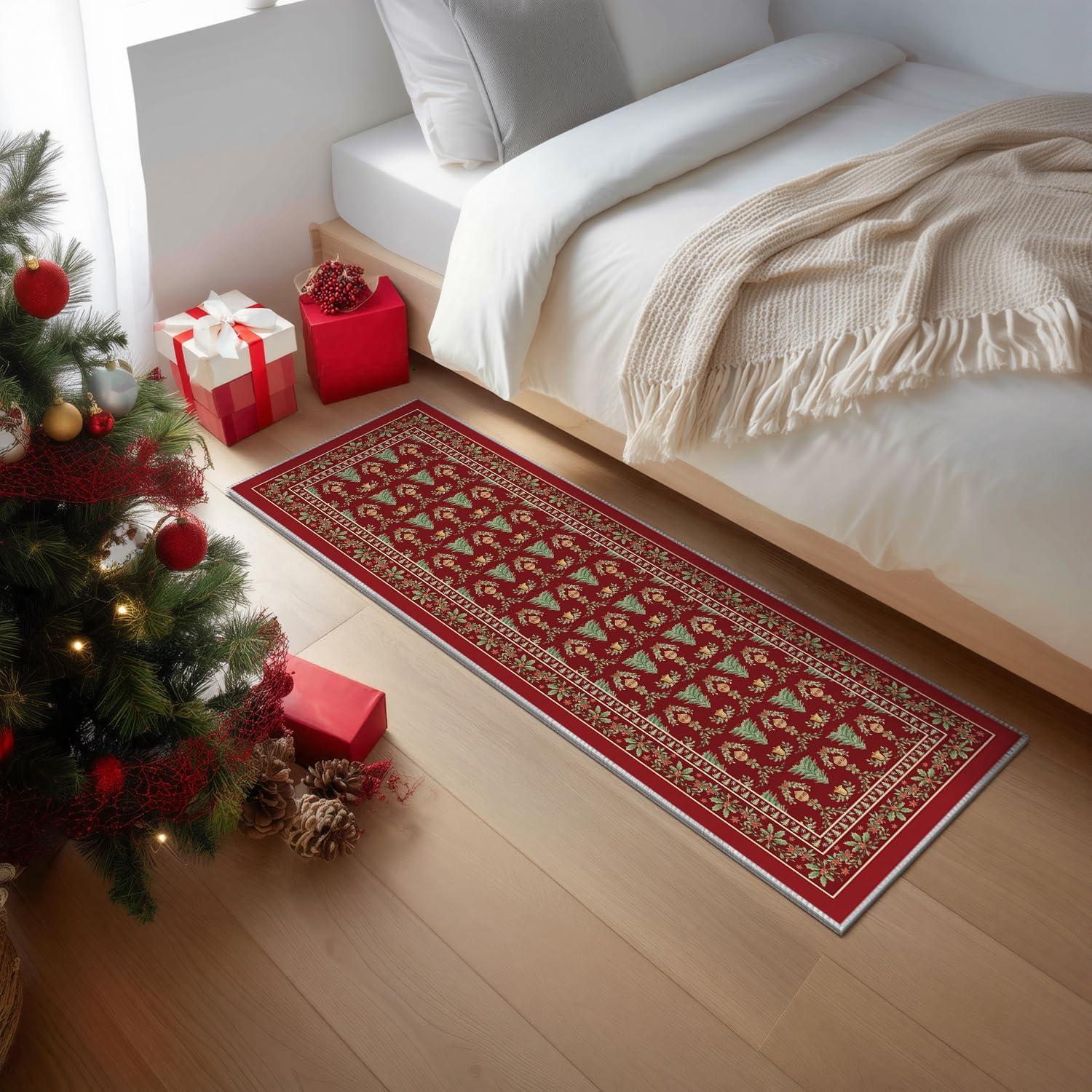 image:imageArtoid Mode Red Xmas Tree Mistletoe Christmas Area Rug Winter Home Decor LowProfile NonSlip Washable Large Rug for Living Room Bedroom Farmhouse Dining Room Kids Playroom 5x7 FeetRed