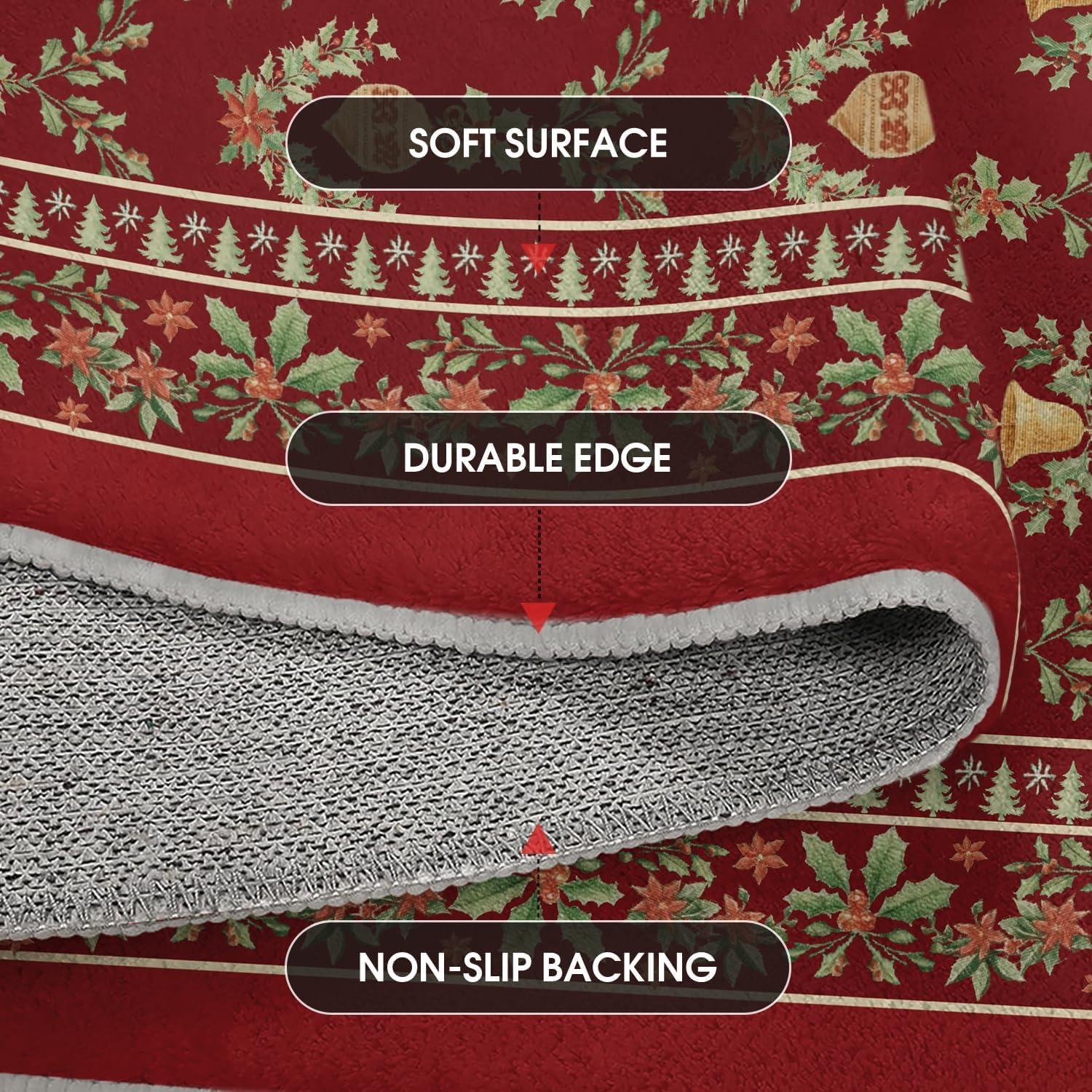 image:imageArtoid Mode Red Xmas Tree Mistletoe Christmas Area Rug Winter Home Decor LowProfile NonSlip Washable Large Rug for Living Room Bedroom Farmhouse Dining Room Kids Playroom 5x7 FeetRed