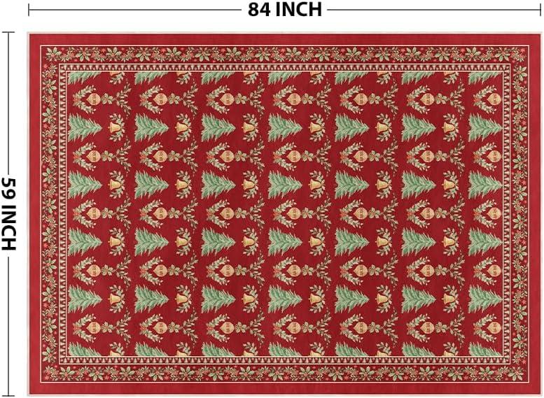 image:imageArtoid Mode Red Xmas Tree Mistletoe Christmas Area Rug Winter Home Decor LowProfile NonSlip Washable Large Rug for Living Room Bedroom Farmhouse Dining Room Kids Playroom 5x7 FeetRed