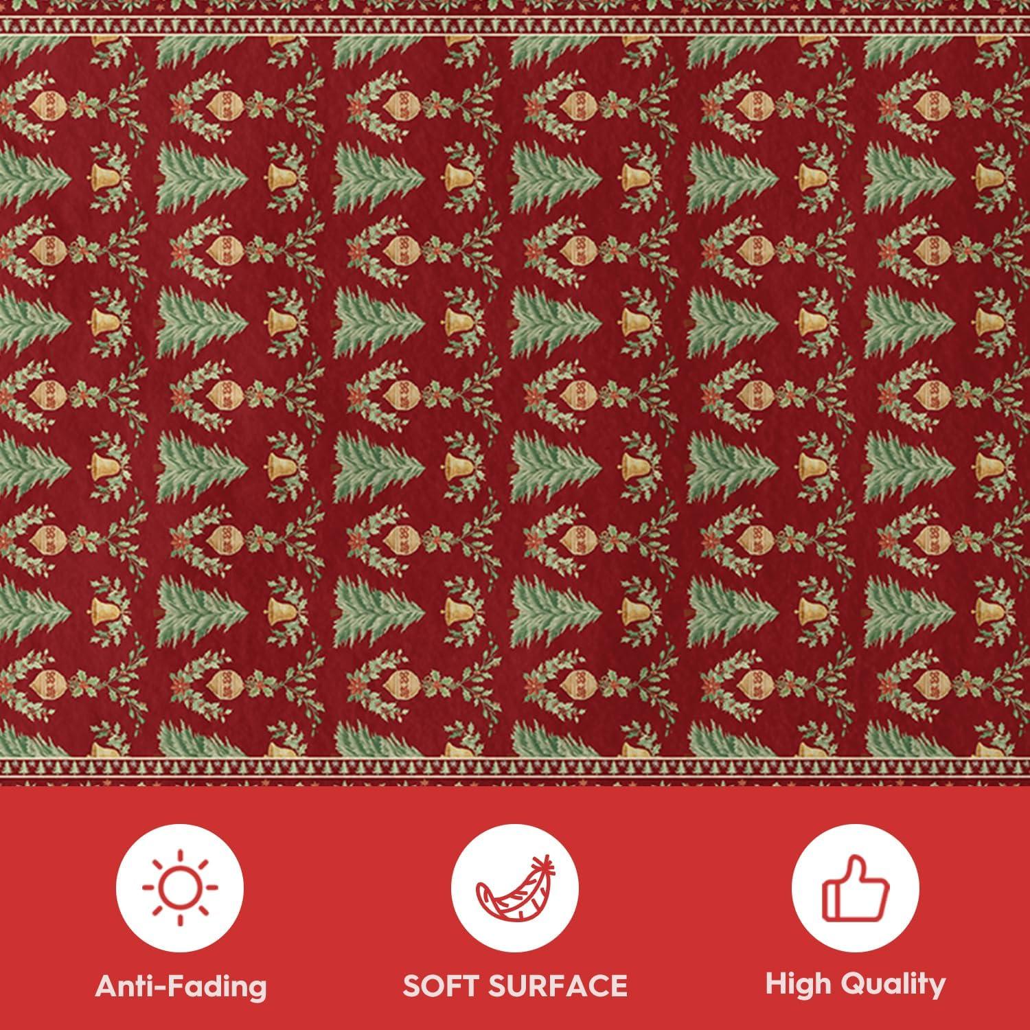 image:imageArtoid Mode Red Xmas Tree Mistletoe Christmas Area Rug Winter Home Decor LowProfile NonSlip Washable Large Rug for Living Room Bedroom Farmhouse Dining Room Kids Playroom 5x7 FeetRed