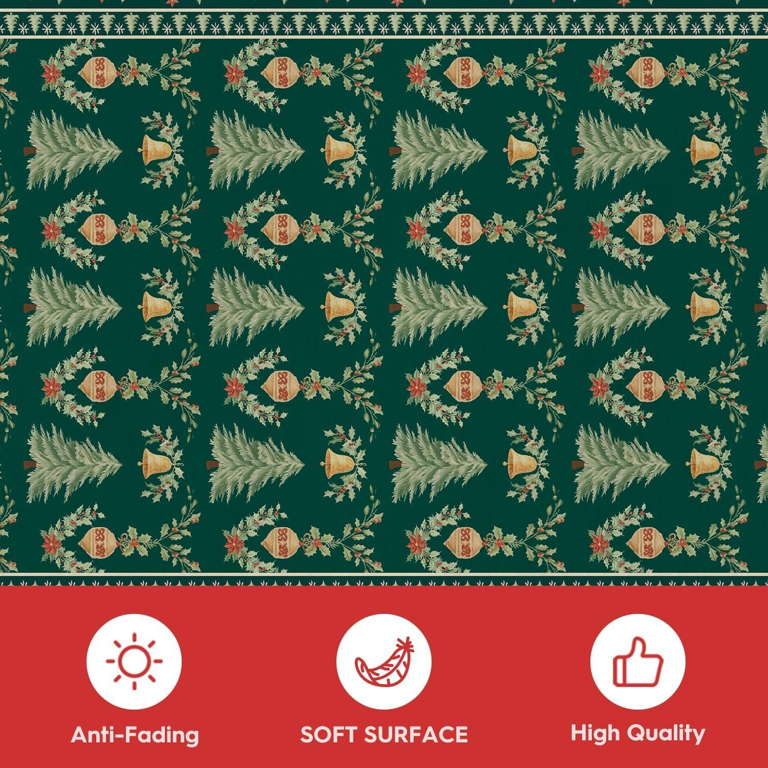 image:imageArtoid Mode Red Xmas Tree Mistletoe Christmas Area Rug Winter Home Decor LowProfile NonSlip Washable Large Rug for Living Room Bedroom Farmhouse Dining Room Kids Playroom 5x7 FeetGreen