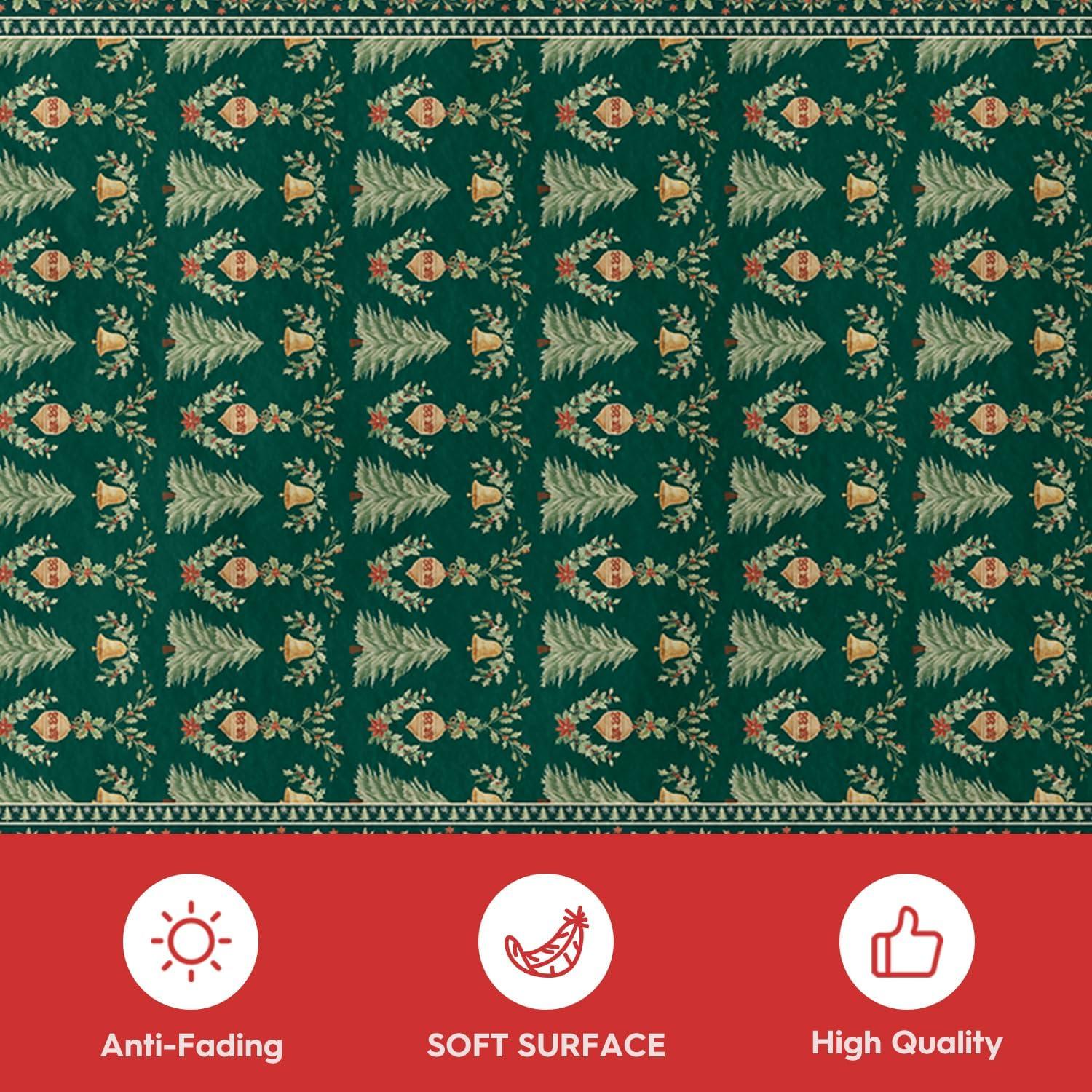 image:imageArtoid Mode Red Xmas Tree Mistletoe Christmas Area Rug Winter Home Decor LowProfile NonSlip Washable Large Rug for Living Room Bedroom Farmhouse Dining Room Kids Playroom 5x7 FeetGreen