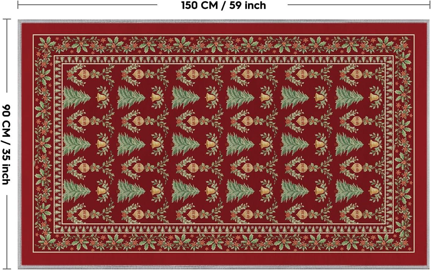 image:imageArtoid Mode Red Xmas Tree Mistletoe Christmas Area Rug Winter Home Decor LowProfile NonSlip Washable Large Rug for Living Room Bedroom Farmhouse Dining Room Kids Playroom 5x7 FeetRed