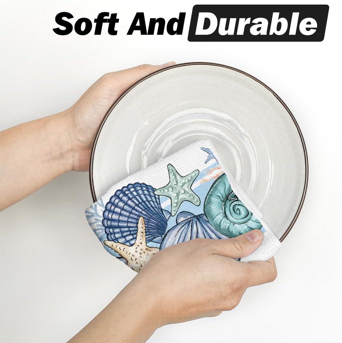 image:imageArtoid Mode Seashell Snail Starfish Summer Kitchen Towels Dish Towels 18x26 Inch Farmhouse Summer Seasonal Decoration Hand Towels Set of 2