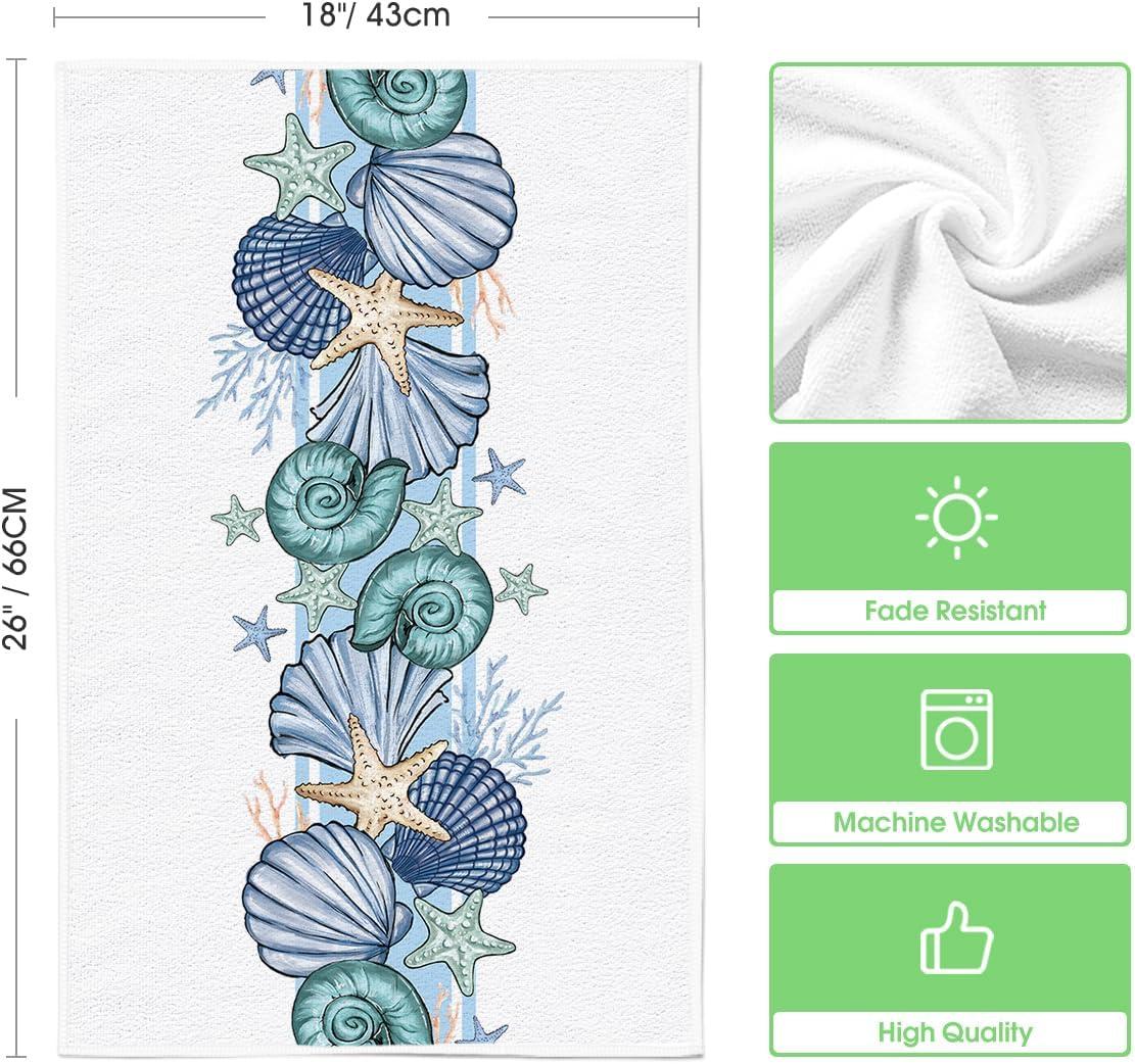 image:imageArtoid Mode Seashell Snail Starfish Summer Kitchen Towels Dish Towels 18x26 Inch Farmhouse Summer Seasonal Decoration Hand Towels Set of 2