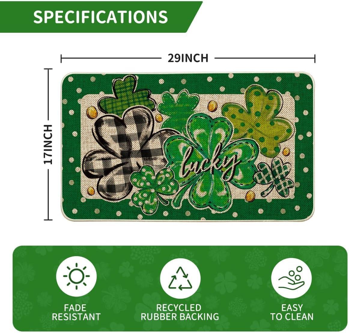 image:imageArtoid Mode Shamrock Polka Dot St Patricks Day Doormat Home Decor LowProfile Switch Rug Door Mat Floor Mat for Indoor Outdoor 17x29 Inch