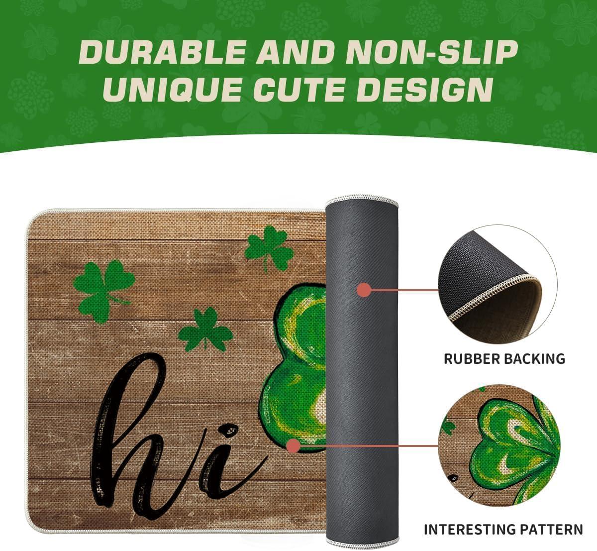 image:imageArtoid Mode Wood Hi Shamrock St Patricks Day Doormat Home Decor LowProfile Switch Rug Door Mat Floor Mat for Indoor Outdoor 17x29 Inch