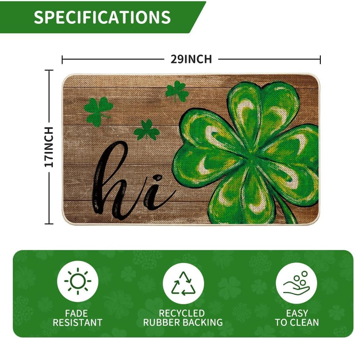 image:imageArtoid Mode Wood Hi Shamrock St Patricks Day Doormat Home Decor LowProfile Switch Rug Door Mat Floor Mat for Indoor Outdoor 17x29 Inch