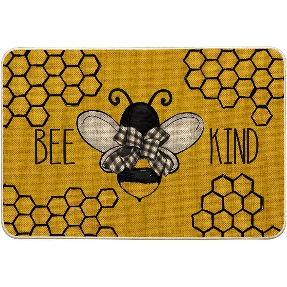 image:imageArtoid Mode Bee Kind Bow Tie Yellow Spring Doormat Seasonal Summer Home Decor LowProfile Switch Rug Door Mat Floor Mat for Indoor Outdoor 17x29 InchYellow