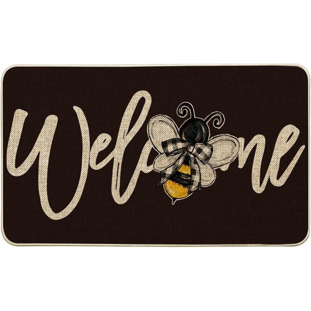 image:imageArtoid Mode Black Bee Welcome Summer Home Decor LowProfile Switch Rug Door Mat for Indoor Outdoor 17x29 InchBlack