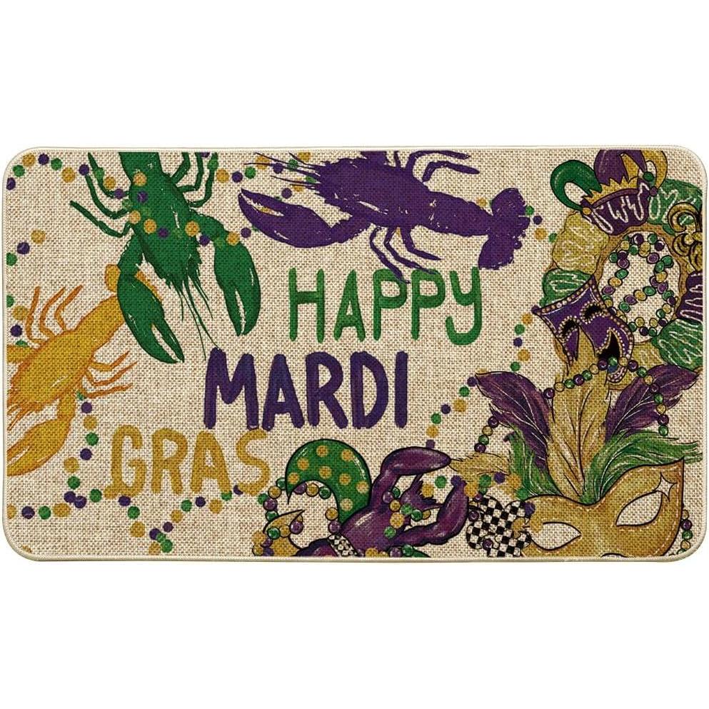 image:imageArtoid Mode Doughnut Lobster Beads Happy Mardi Gras Doormat Carnival Home Decor Switch Rug LowProfile Door Mat Floor Mat for Indoor Outdoor 17x29 Inch