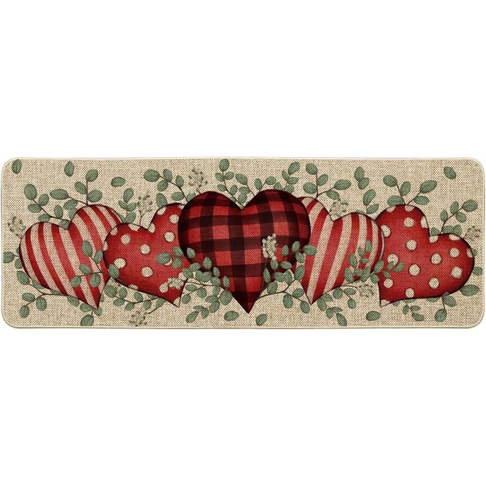 image:imageArtoid Mode Eucalyptus Love Hearts Valentines Day Doormat Wedding Home Decor LowProfile Rug Switch Mat for Indoor Outdoor 17x29 InchRed