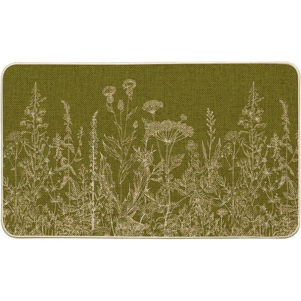 image:imageArtoid Mode Green Wildflower Spring Floral Summer Home Decor LowProfile Switch Rug Door Mat for Indoor Outdoor 17x29 InchGreen