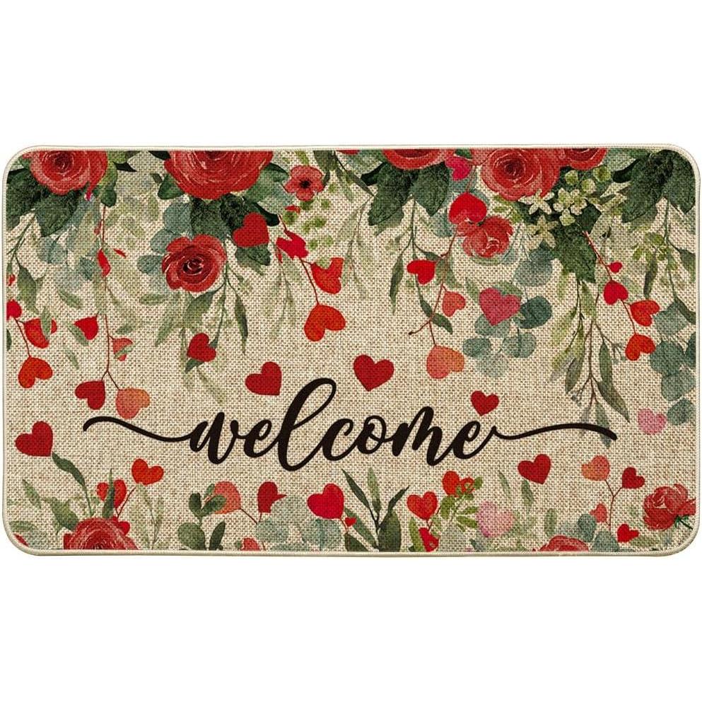 image:imageArtoid Mode Growing Rose Love Heart Valentines Doormat Home Decor LowProfile Switch Rug Door Mat for Indoor Outdoor 17x29 Inch