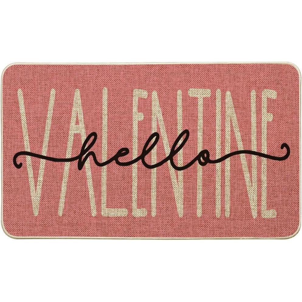 image:imageArtoid Mode Hello Valentine Pink Valentines Doormat Anniversary Wedding Home Decor LowProfile Rug Switch Mat for Indoor Outdoor 17x29 InchPink