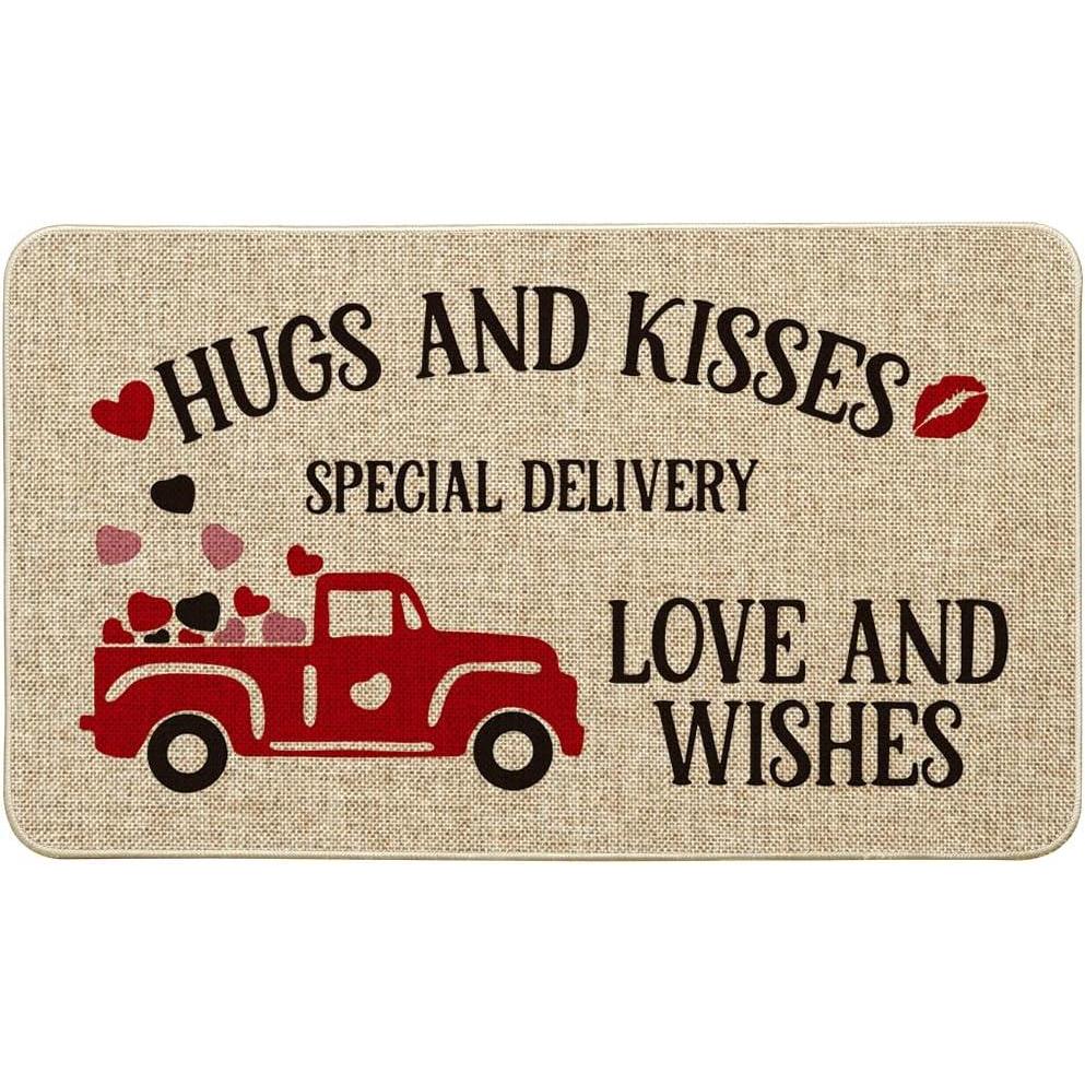 image:imageArtoid Mode Hugs and Kisses Special Delivery Truck Decorative Doormat Heart Seasonal HoliValentines Anniversary Wedding LowProfile Yard Floor Switch Mat for Indoor Outdoor 17 x 29 Inch