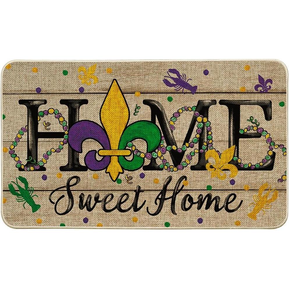 image:imageArtoid Mode Irises Lobster Home Sweet Home Mardi Gras Doormat Carnival Home Decor LowProfile Switch Rug Door Mat Floor Mat for Indoor Outdoor 17x29 InchBrown